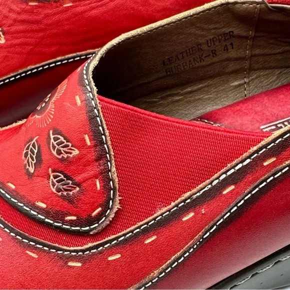L' Artiste by Spring Step Burbank Slip On Red Sz 41 Cut Laser soft comfy retro - Picture 10 of 12